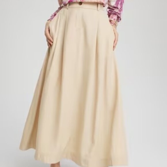 Pleated A line Midi skirt size M Tencel Linen blend Chicos - Picture 1 of 9